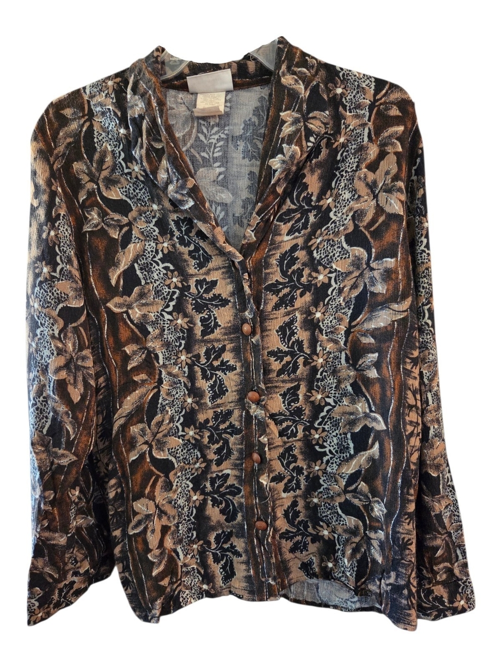 That's Me Vintage 90s Boho Paisley Floral Button Down Blouse - Size 11/12